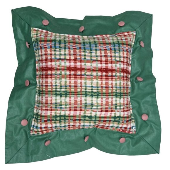 Cottage Floral Small Accent Pillow 13.5" Pink Green Shabby Chic - Picture 2 of 10